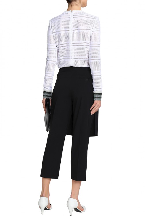 TIBI Metallic-trimmed open-knit top