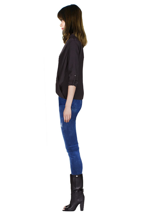 [NWOT] Vintage Damaged Denim Printed Blue Leggings