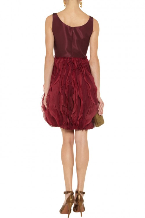 OSCAR DE LA RENTA Silk-faille and organza dress