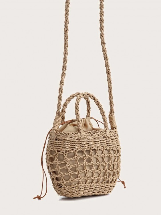 編み巾着バケットバッグ