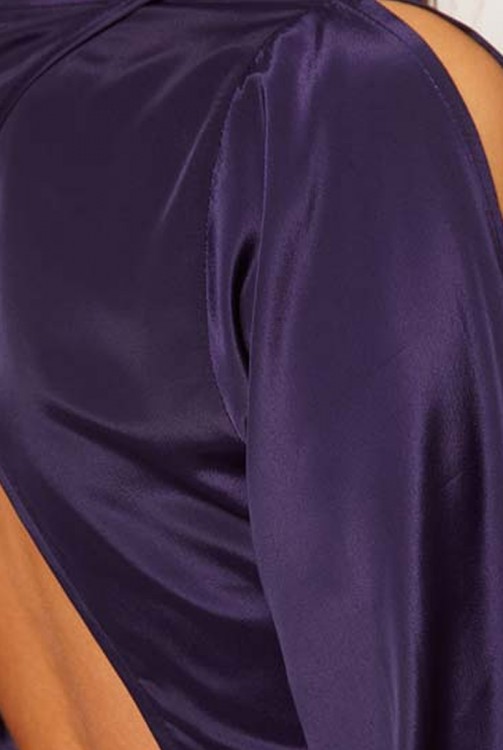 Satin long-sleeve racerback mini dress