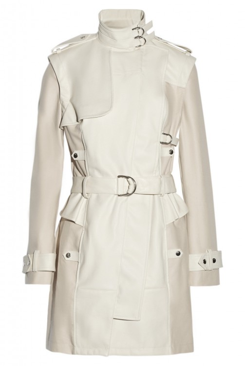 MCQ ALEXANDER MCQUEEN Leather and cotton-gabardine trench coat