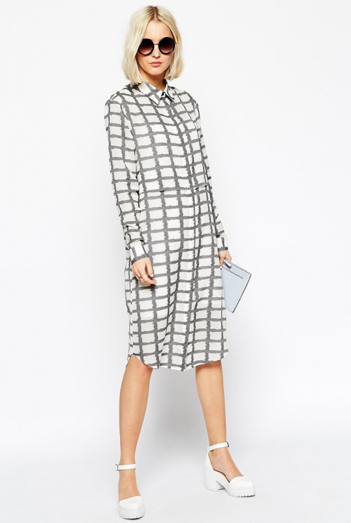 ASOS White Checked Shirt Dress