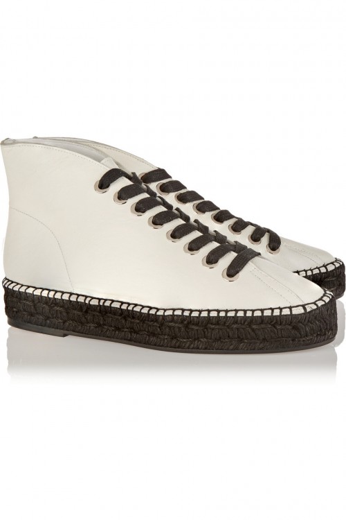 ALEXANDER WANG Emmanuel espadrille-trimmed textured-leather boots