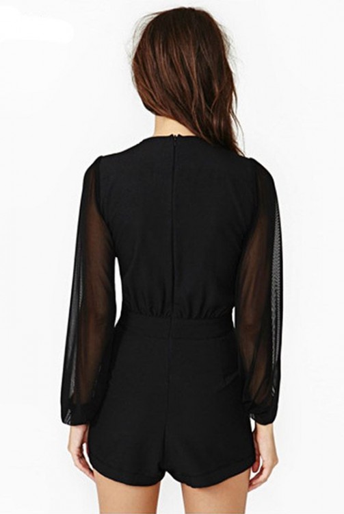 Rompers Casual Chiffon Short Pant Deep V-Neck Jumpsuit