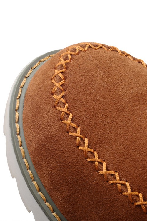 Round Toe Ankle Warm Slip-On Flat Plush Boots