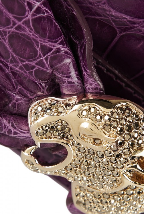 VALENTINO Embellished glossed-alligator shoulder bag