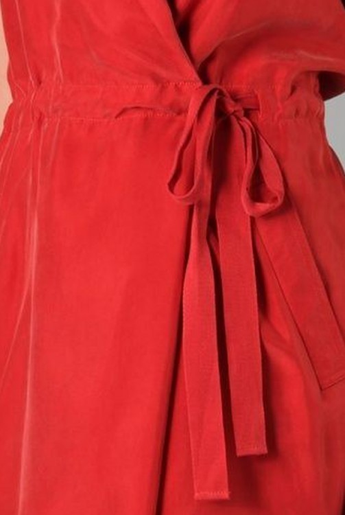 MARC JACOBS stevie womens bright persimmon silk wrap dress