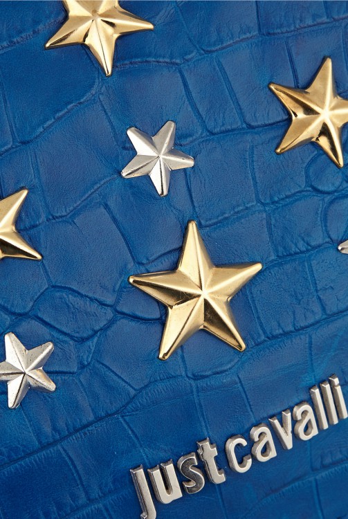 JUST CAVALLI Embellished croc-effect leather clutch
