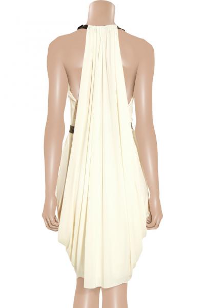 RAG & BONE Rowan draped leather-trimmed crepe dress