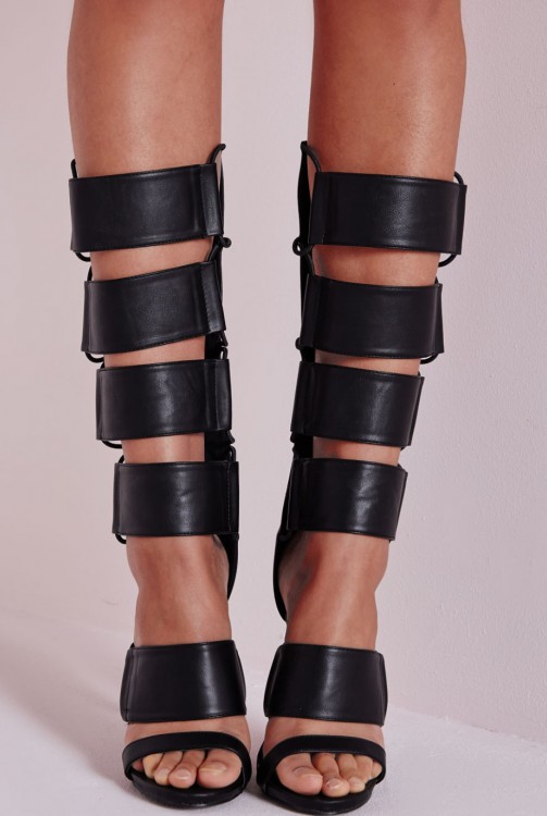 エラスティック ティテール グラディエーター ヒール サンダル