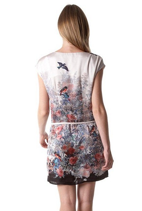 Floral print short sleeves Oxford Dress