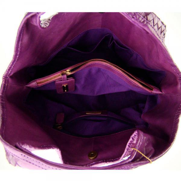 PAOLO MASI  Plum Purple Hand Woven Calf Leather Handbag