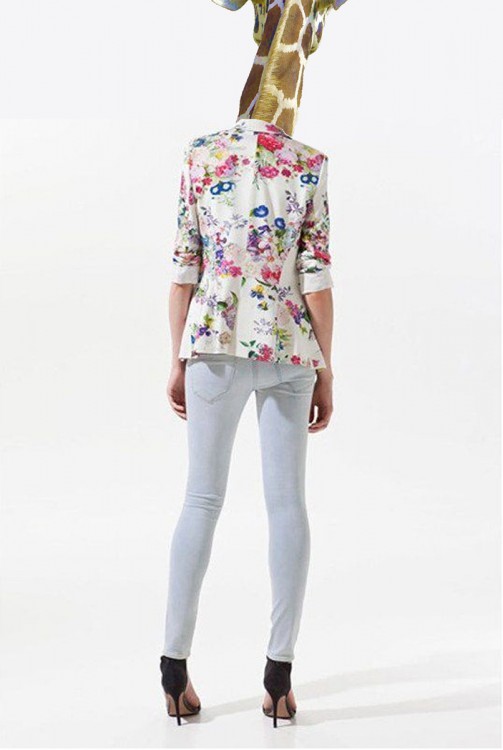 Slim Fit Floral Prints Blazer