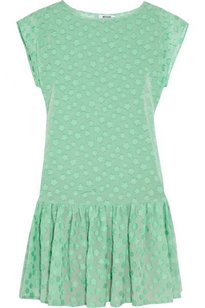 MOSCHINO CHEAP AND CHIC Floral-appliquéd cotton-voile dress