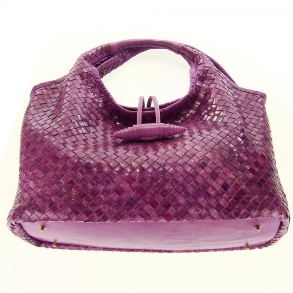 PAOLO MASI  Plum Purple Hand Woven Calf Leather Handbag
