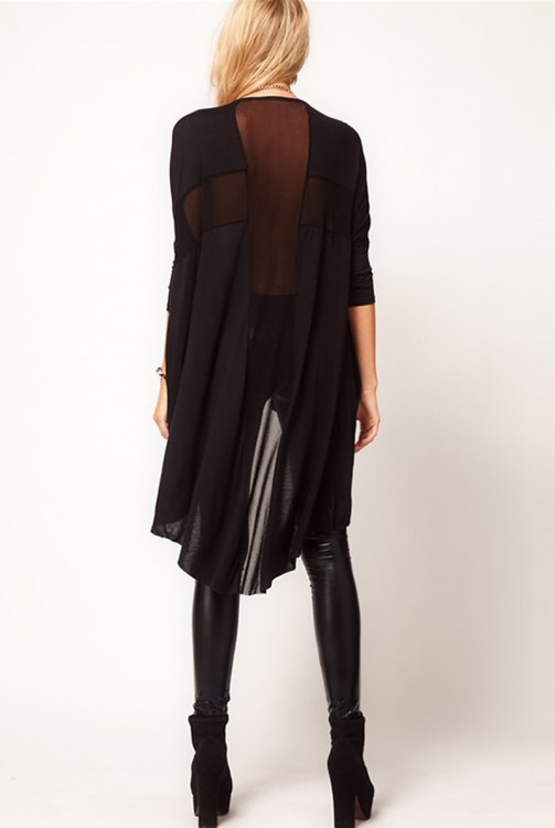 Skulls Printed Mesh on Back Long Tee