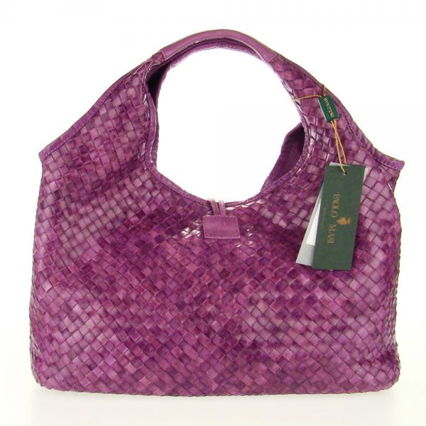 PAOLO MASI  Plum Purple Hand Woven Calf Leather Handbag