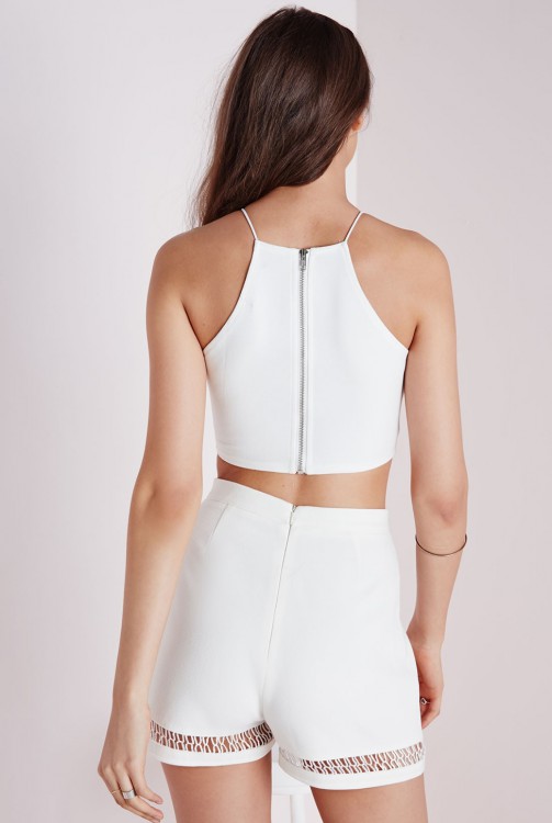 MISSGUIDED Ladder Front Crop Top White