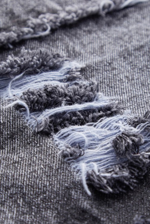 Patch Back Distressed Single Breasted Drop Shoulder Lapel Boyfriend Style Jacket