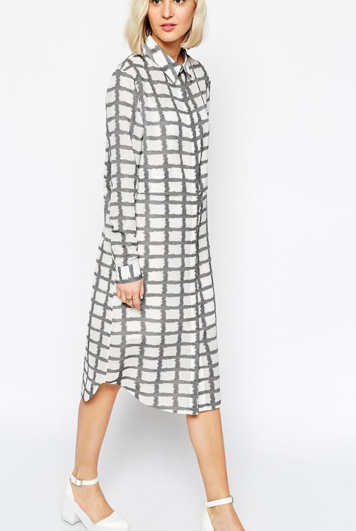 ASOS White Checked Shirt Dress