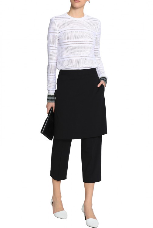 TIBI Metallic-trimmed open-knit top