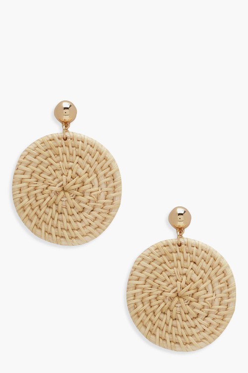 Cream Raffia Disc Earrings