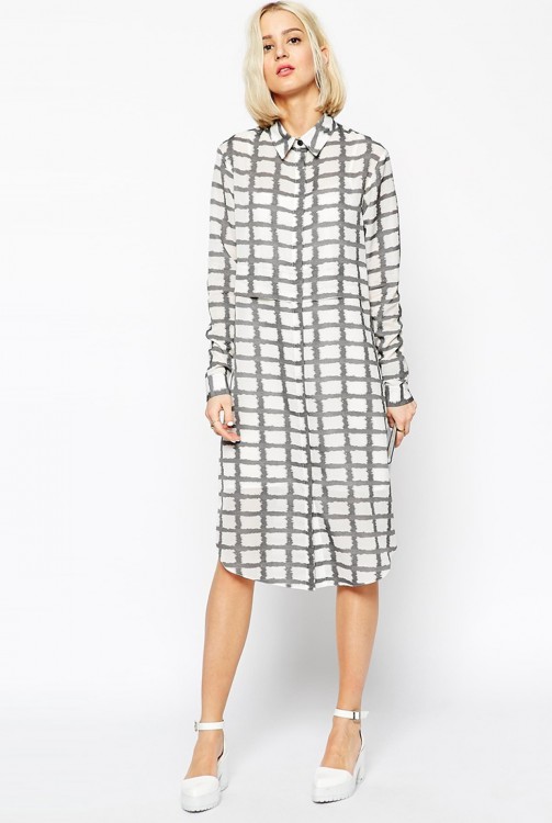 ASOS White Checked Shirt Dress