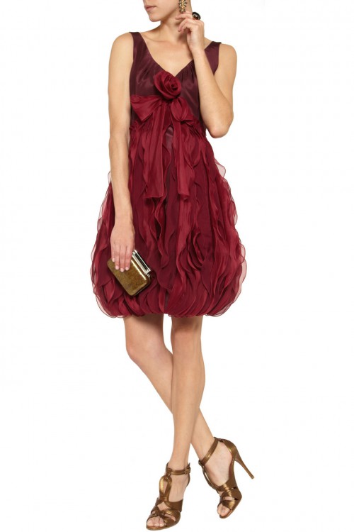 OSCAR DE LA RENTA Silk-faille and organza dress