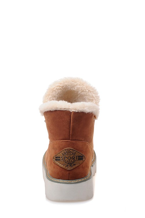 Round Toe Ankle Warm Slip-On Flat Plush Boots
