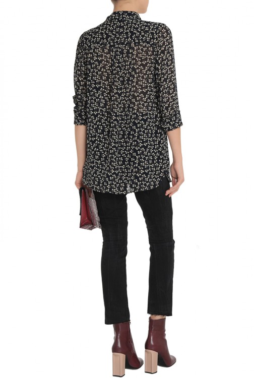 GANNI Floral-print crepe de chine shirt
