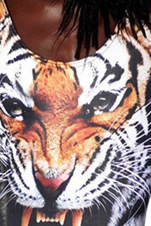 Tiger Print Backless One Piece Swimsuit