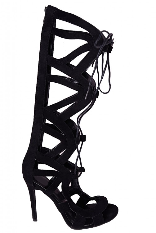 ジオメトリック ニーハイ ヒール サンダル