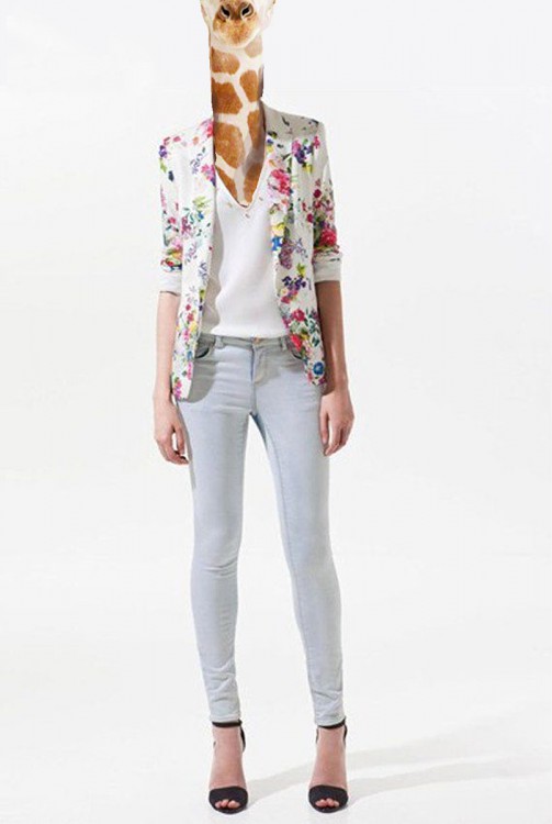 Slim Fit Floral Prints Blazer