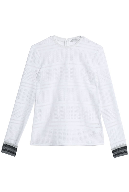 TIBI Metallic-trimmed open-knit top