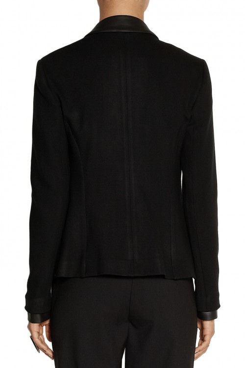 THEORY Lendria leather-trimmed gabardine blazer