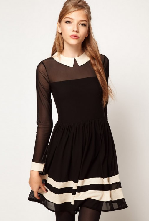 Peter Pan Collar A line Mini Casual Dress