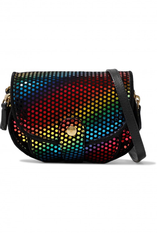 JÉRÔME DREYFUSS Disco Club leather-trimmed printed suede shoulder bag