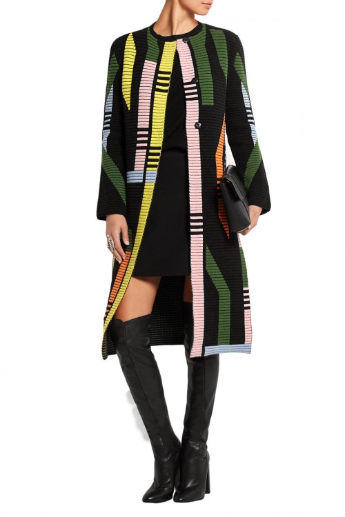 PETER PILOTTO Track ribbed stretch wool-blend coat