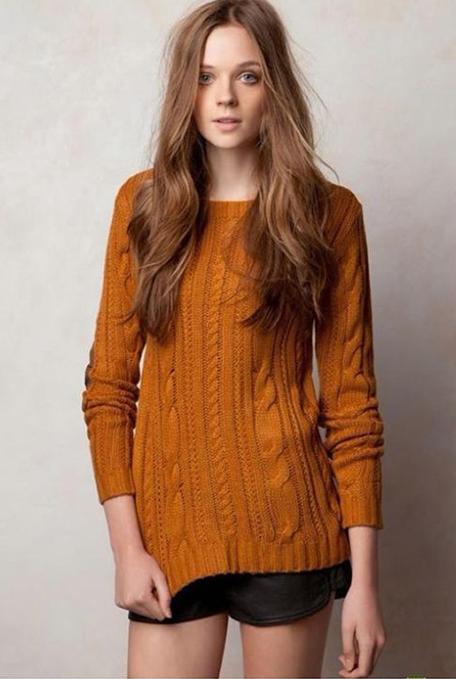 O-neck long sleeve jacquard pullover knit sweater
