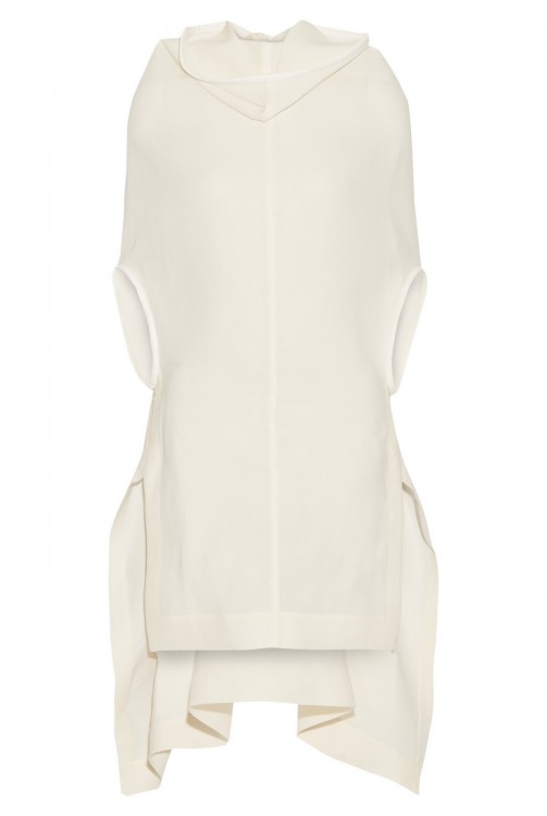  RICK OWENS Leather-trimmed silk-organza tunic