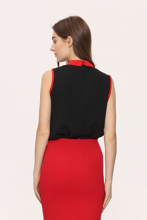 Sleeveless Shirts Chiffon Patchwork Blouse