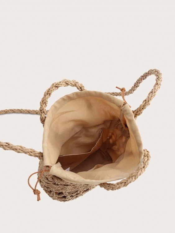 編み巾着バケットバッグ