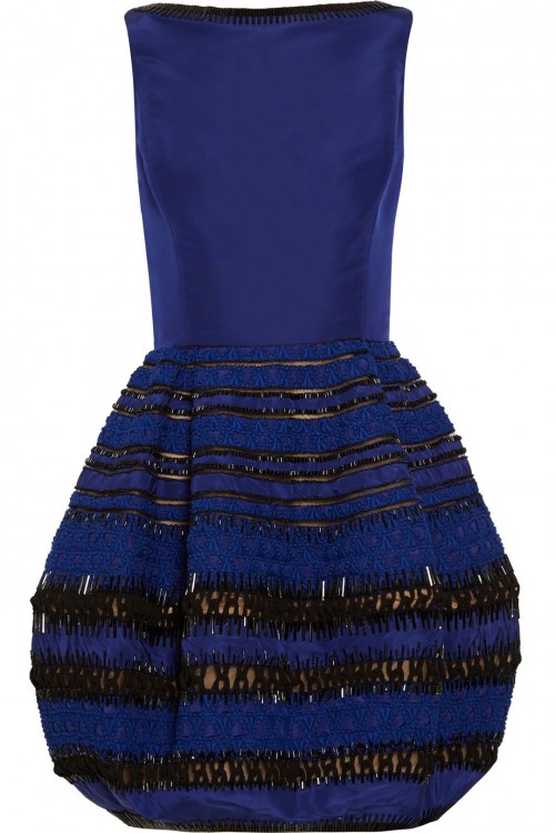 OSCAR DE LA RENTA Embellished silk-faille dress