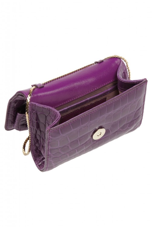 VALENTINO Embellished glossed-alligator shoulder bag