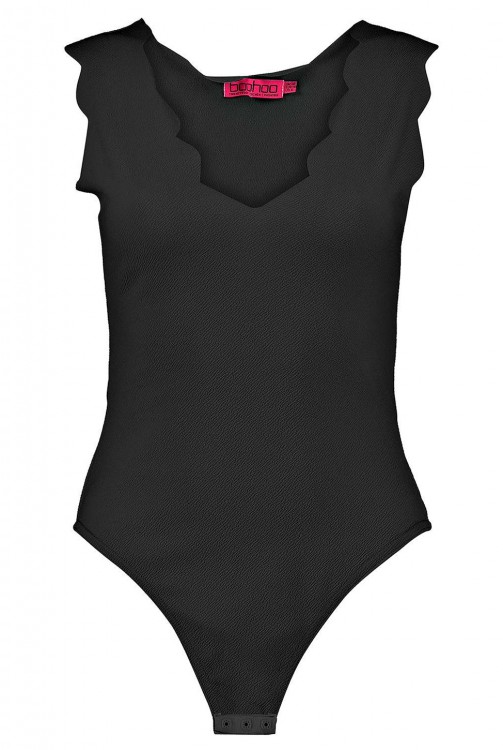 BOOHOO Violet Scallop Edge Plunge Body