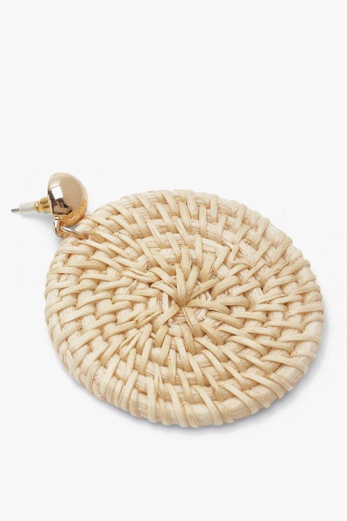Cream Raffia Disc Earrings