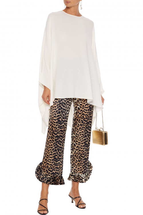 VALENTINO Cutout draped bow-embellished silk crepe de chine blouse