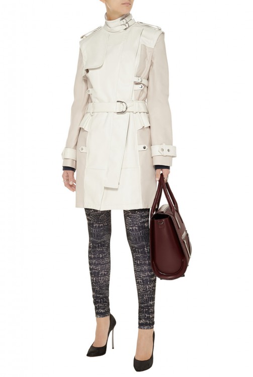 MCQ ALEXANDER MCQUEEN Leather and cotton-gabardine trench coat