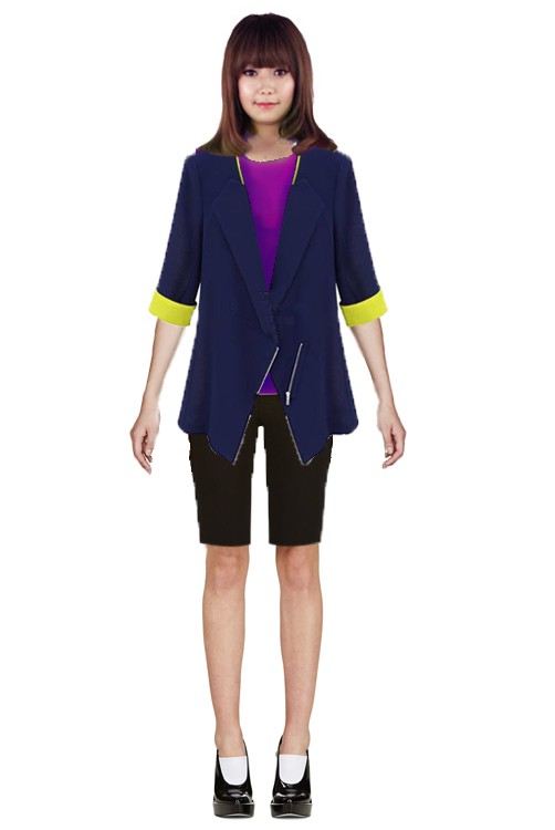 [NWOT]  襟、袖裏のポイントカラースリムブレザー